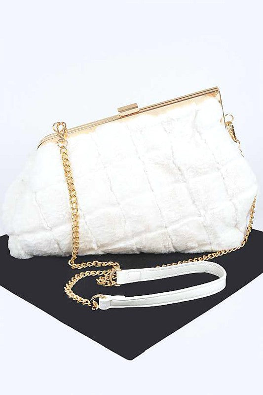 Quilted Faux Fur Clutch