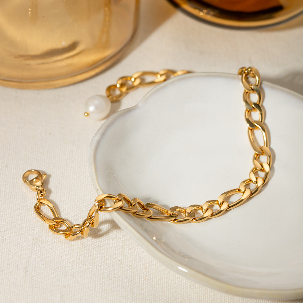 18K Gold Chain Pearl Anklet