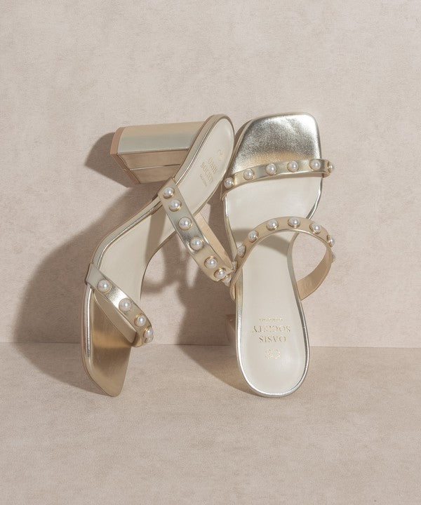 Light Gold Pearl Strap Sandal