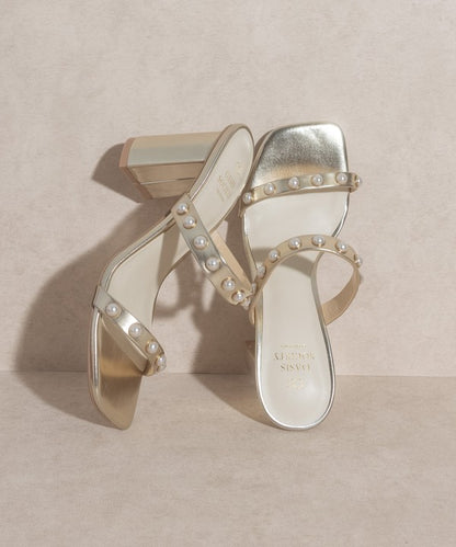 Light Gold Pearl Strap Sandal