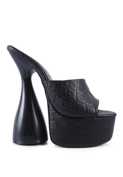 Hourglass Quilted Peep Toe Platform Heel