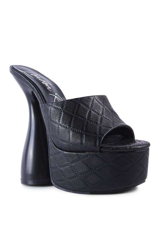 Hourglass Quilted Peep Toe Platform Heel