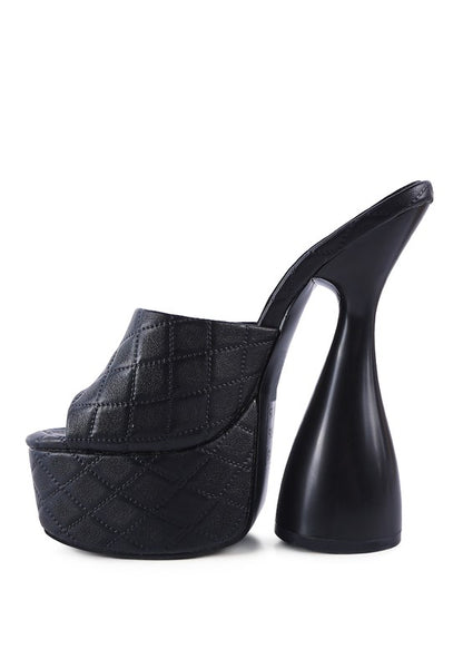 Hourglass Quilted Peep Toe Platform Heel