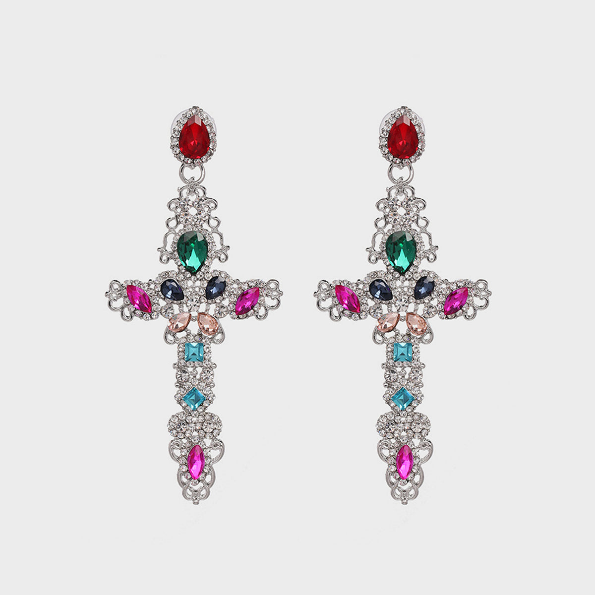 Rhinestone Cross Earrings