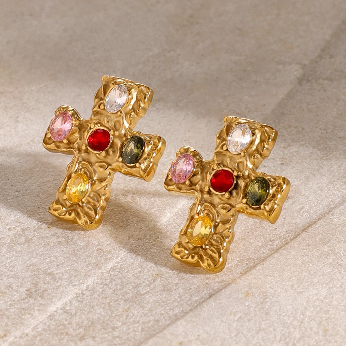 18K Gold-Plated Cross Earrings