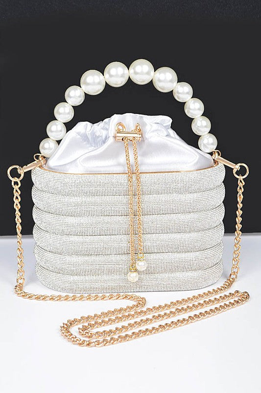 Pearl Handle Rhinestone Statement Bucket