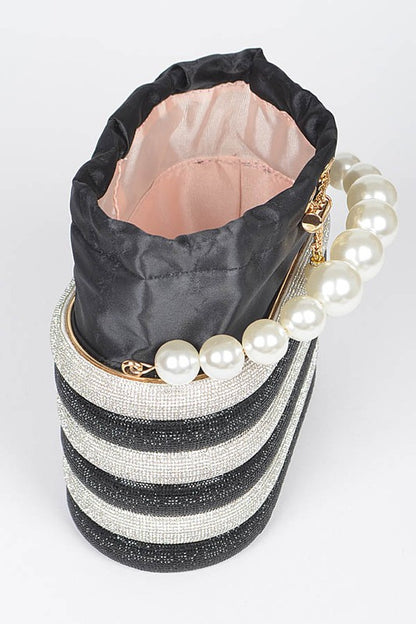 Pearl Handle Rhinestone Statement Bucket