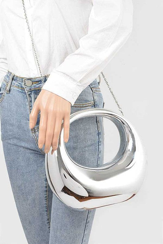 Polished Silver Rounded Clutch