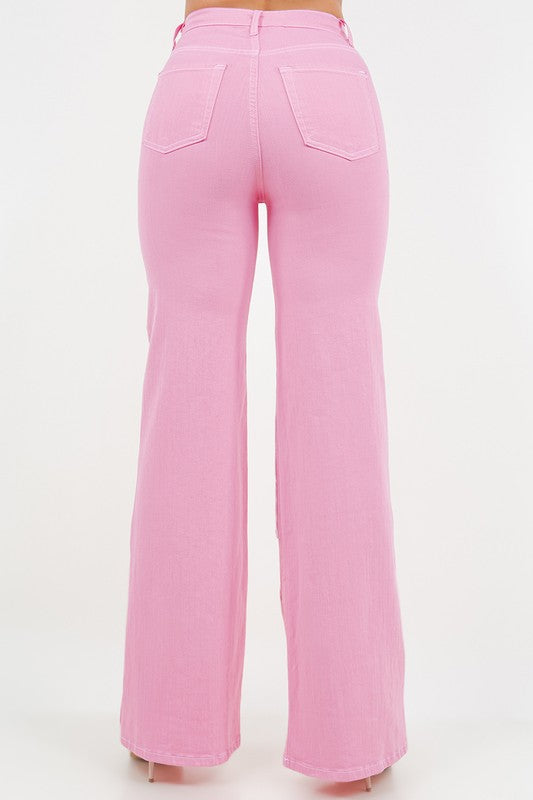 Pink Wide Leg Jeans