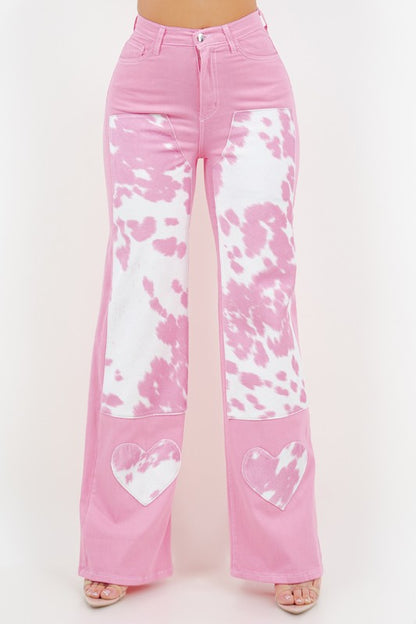 Pink Wide Leg Jeans