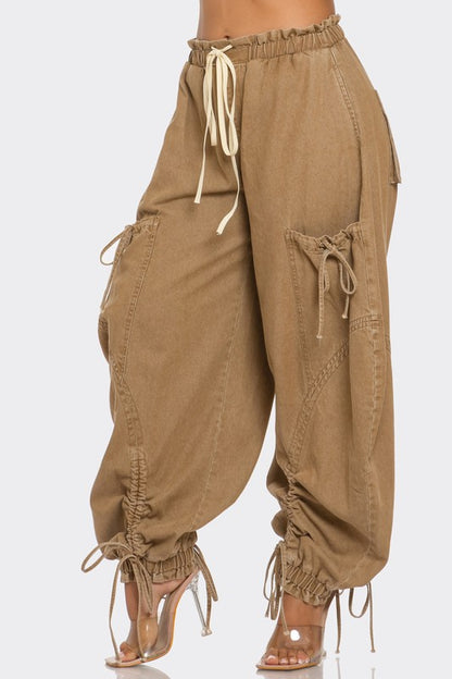 Denim Cargo Pants - Curve