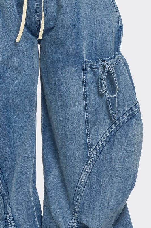 Denim Cargo Pants - Curve