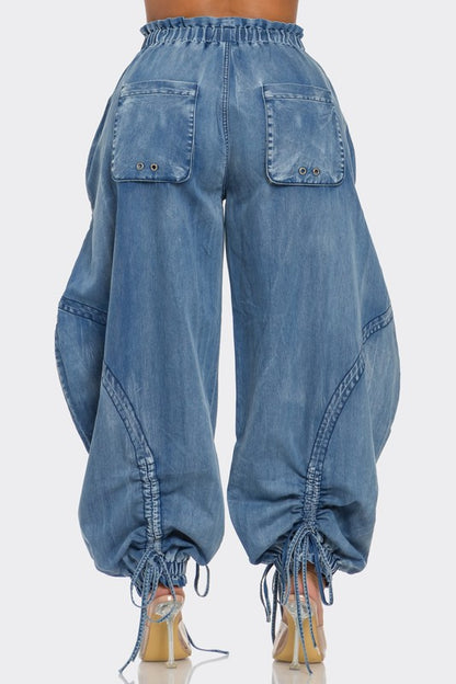 Denim Cargo Pants - Curve