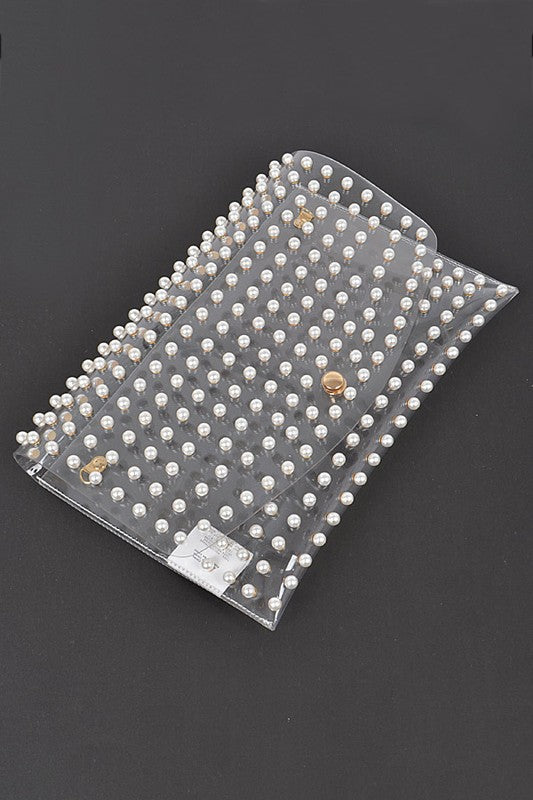 Clear Pearl Envelope Clutch