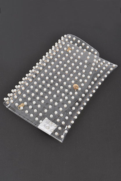 Clear Pearl Envelope Clutch