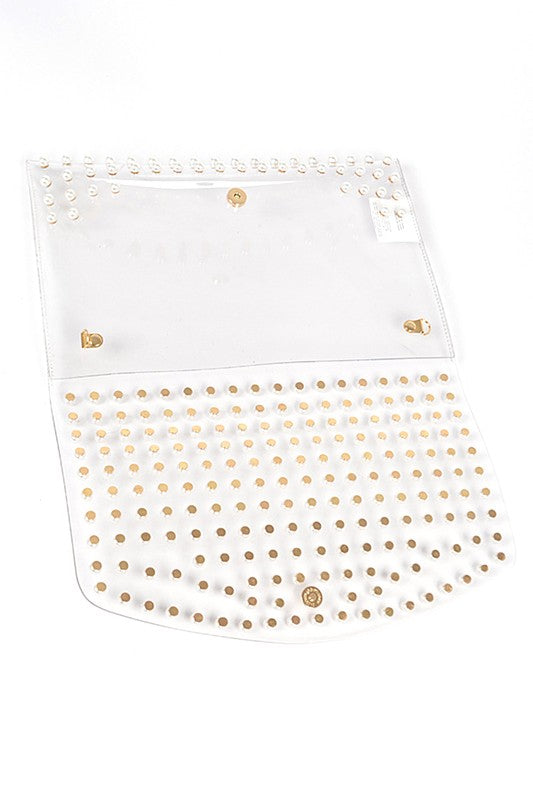 Clear Pearl Envelope Clutch