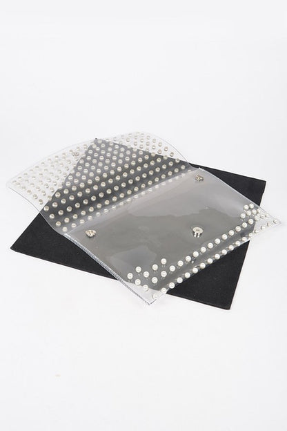 Clear Pearl Envelope Clutch