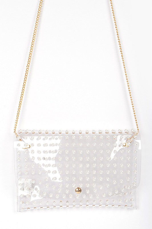 Clear Pearl Envelope Clutch