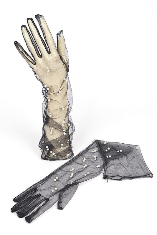 Pearl Accent Mesh Gloves