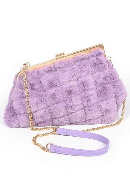 Quilted Faux Fur Clutch