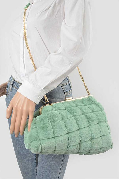 Quilted Faux Fur Clutch