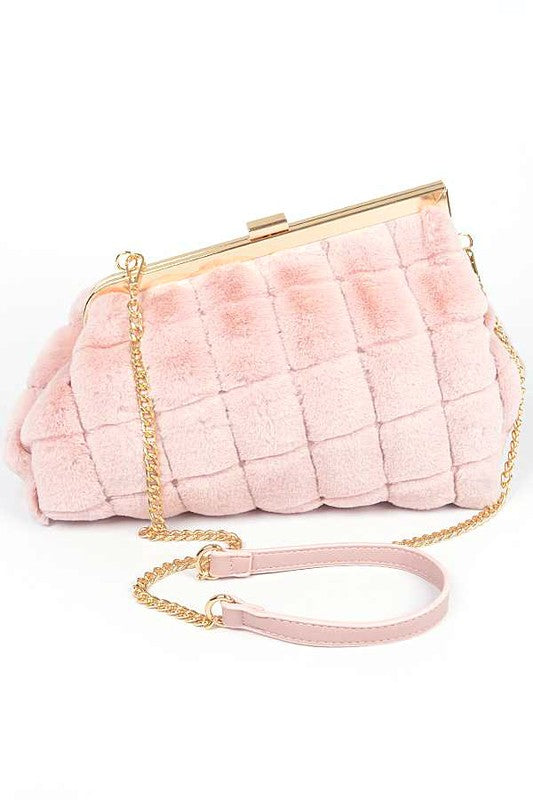 Quilted Faux Fur Clutch