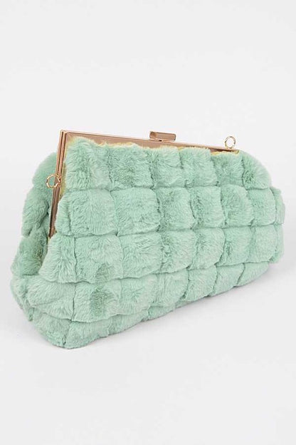 Quilted Faux Fur Clutch