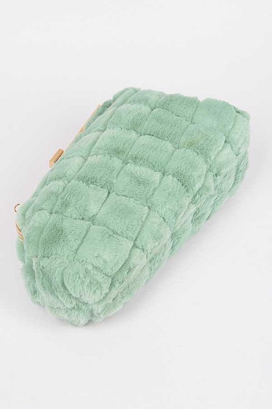 Quilted Faux Fur Clutch