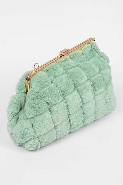 Quilted Faux Fur Clutch