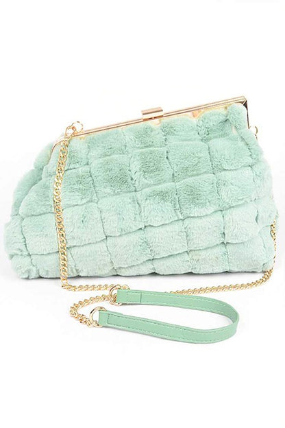 Quilted Faux Fur Clutch