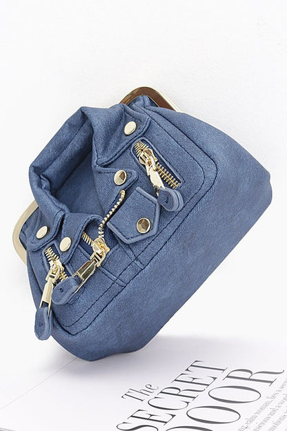 Denim Jacket Clutch - Light Blue