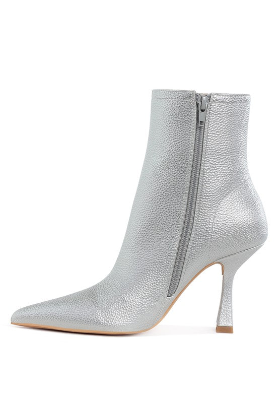 Brushed Metallic Pointed Toe Ankle Boots