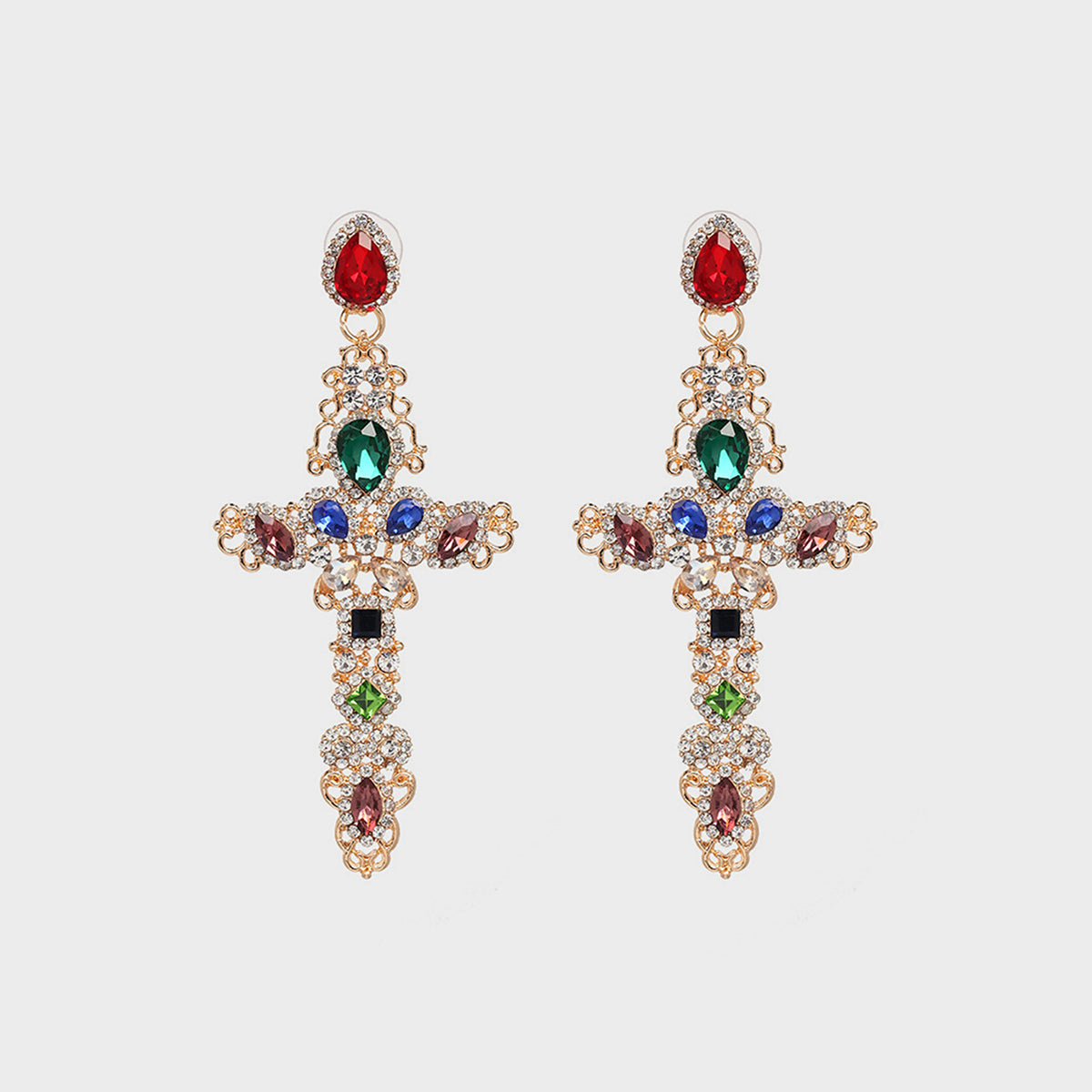 Rhinestone Cross Earrings