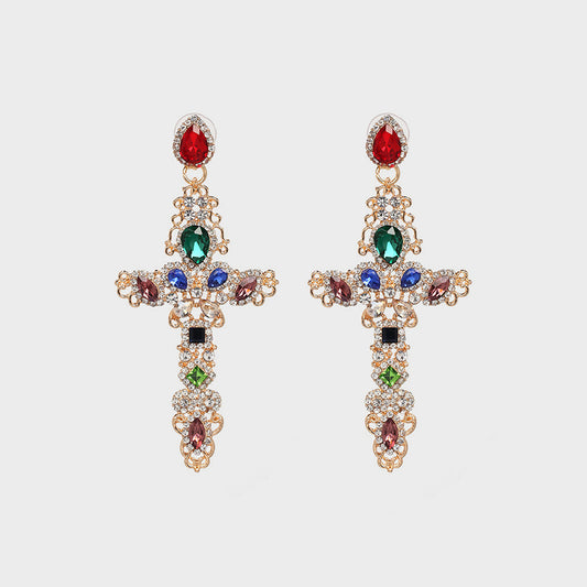 Rhinestone Cross Earrings