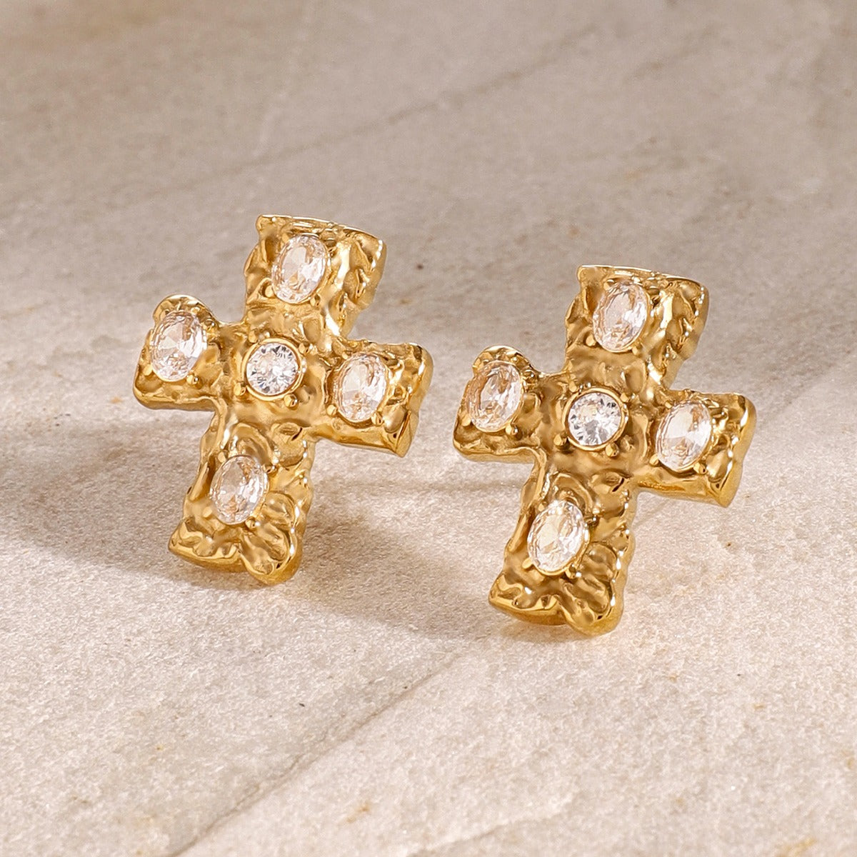 18K Gold-Plated Cross Earrings