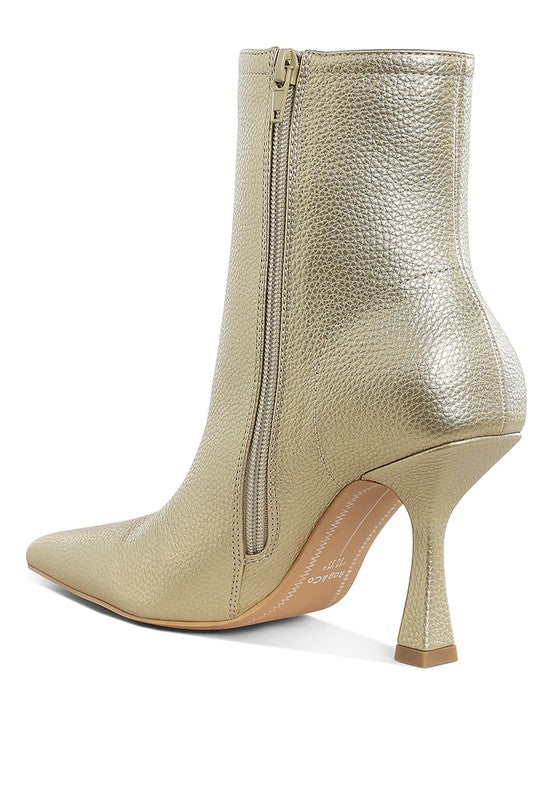 Brushed Metallic Pointed Toe Ankle Boots