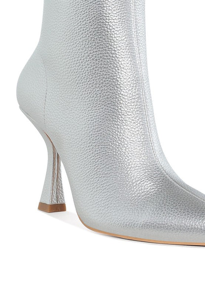 Brushed Metallic Pointed Toe Ankle Boots