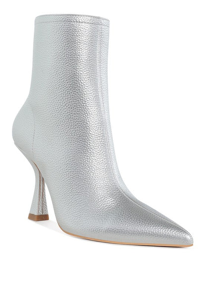 Brushed Metallic Pointed Toe Ankle Boots