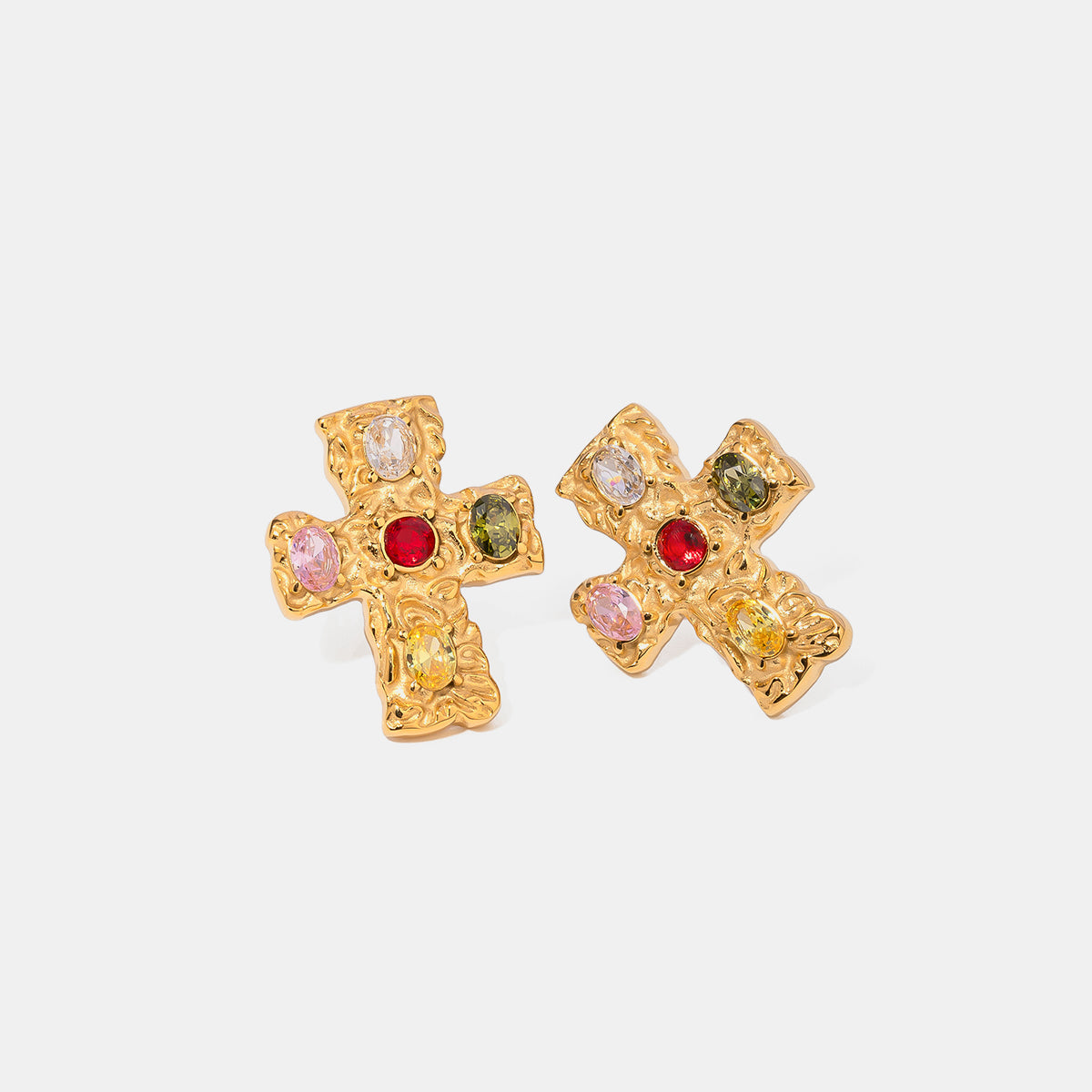 18K Gold-Plated Cross Earrings