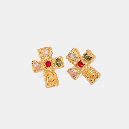 18K Gold-Plated Cross Earrings